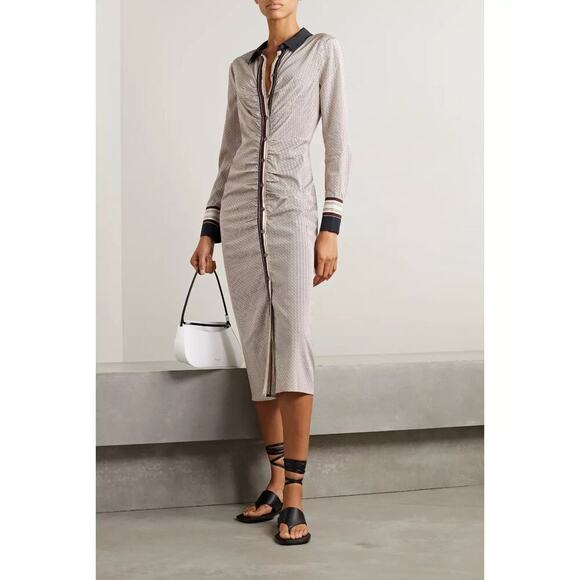 Veronica Beard Silk Print Button Front Shirt Midi Dress Women's Size 10 NWT - Picture 3 of 13